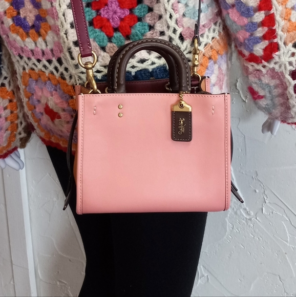 Coach Rogue 17, 2 way Tote with Shoulder Strap Pink Leather - Picture 4 of 11